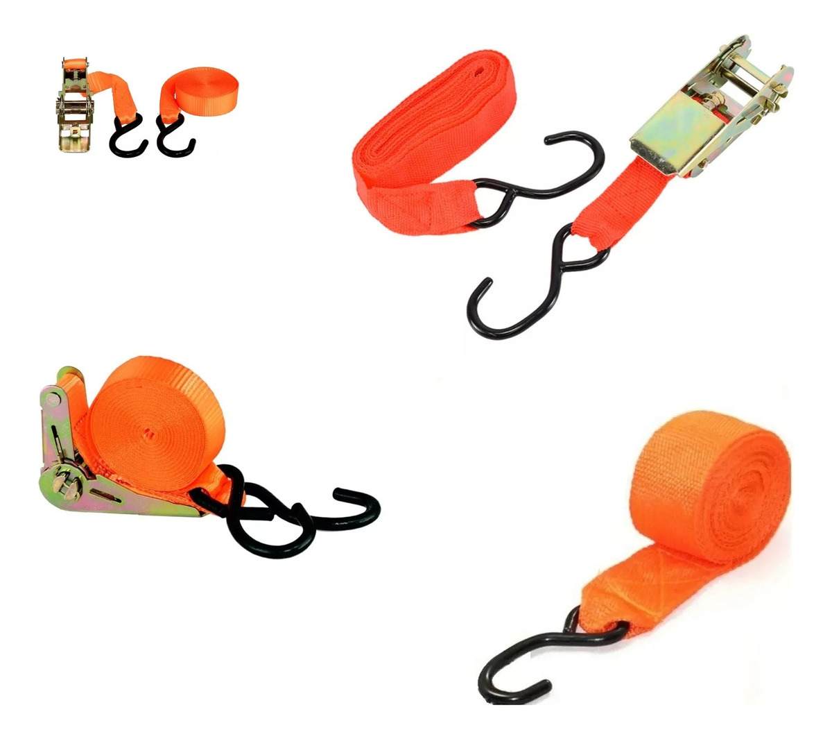 4 Cintas Catraca Para Carga Sujecion Malacate Reforzada 5 M - Imagen 2