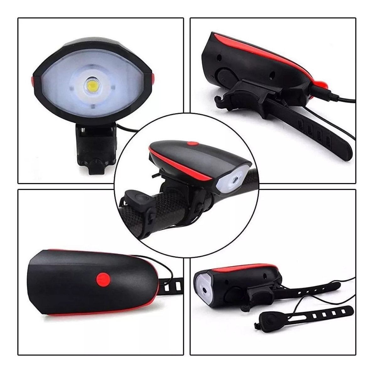 Luz Frontal Y Bocina Recargable Para Bicicleta Gran Aventura - Imagen 3