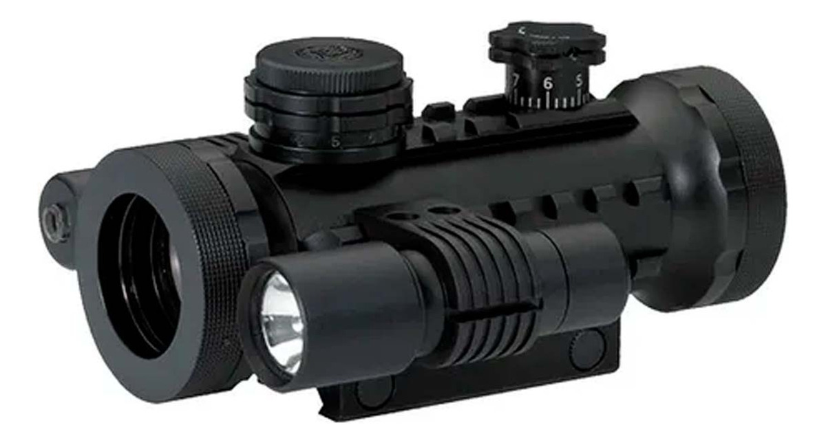 Visor Táctico Red Dot Con Laser Y Linterna Tactica Bsa - Imagen 6
