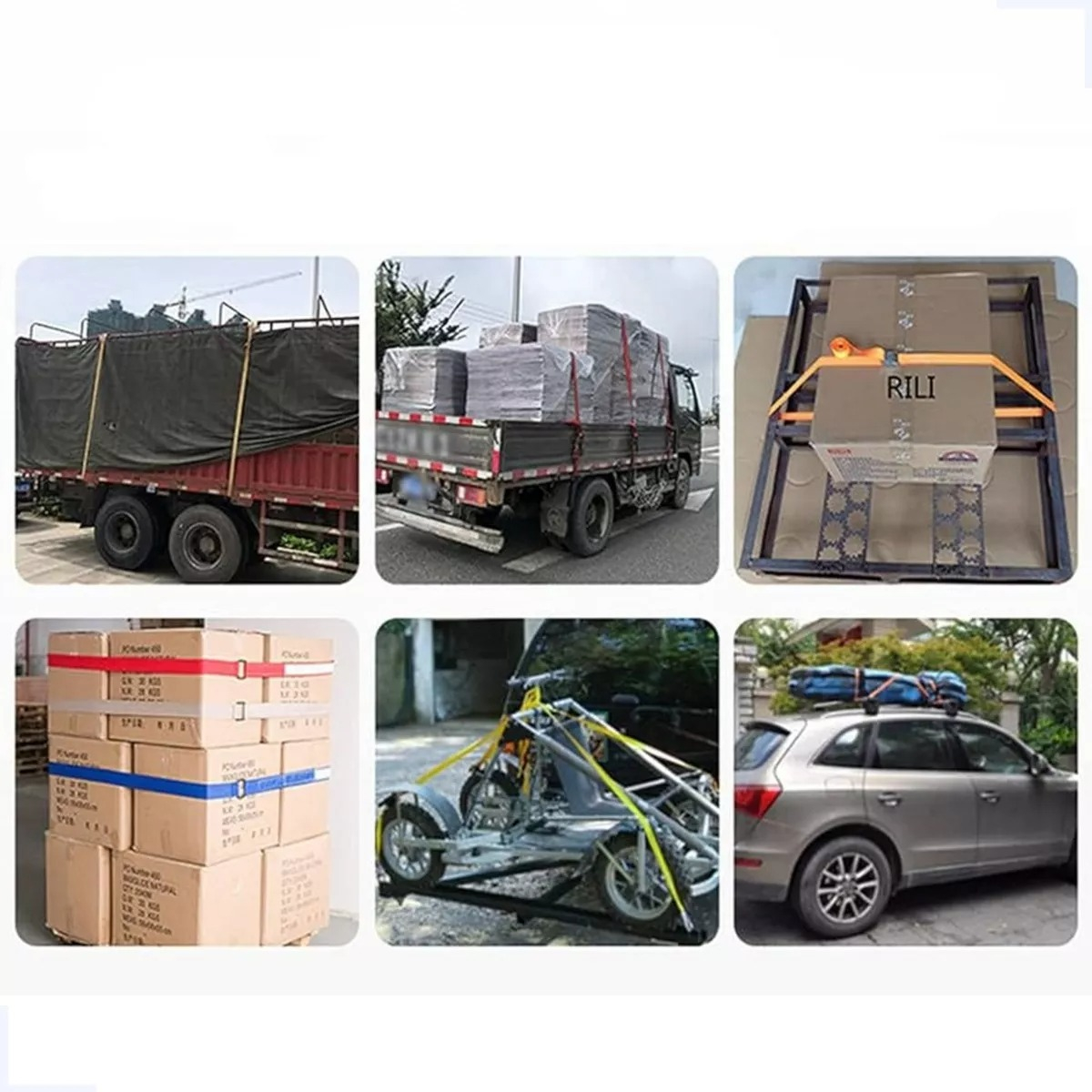 4 Cintas Catraca Para Carga Sujecion Malacate Reforzada 5 M - Imagen 6