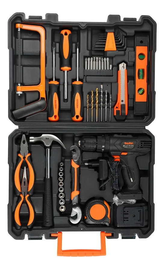 Kit De Taladro Inalámbrico Y Herramientas Manuales Bauker - Imagen 6