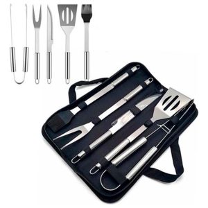 Set Asador 5 Piezas Metal Con Estuche Gran Aventura