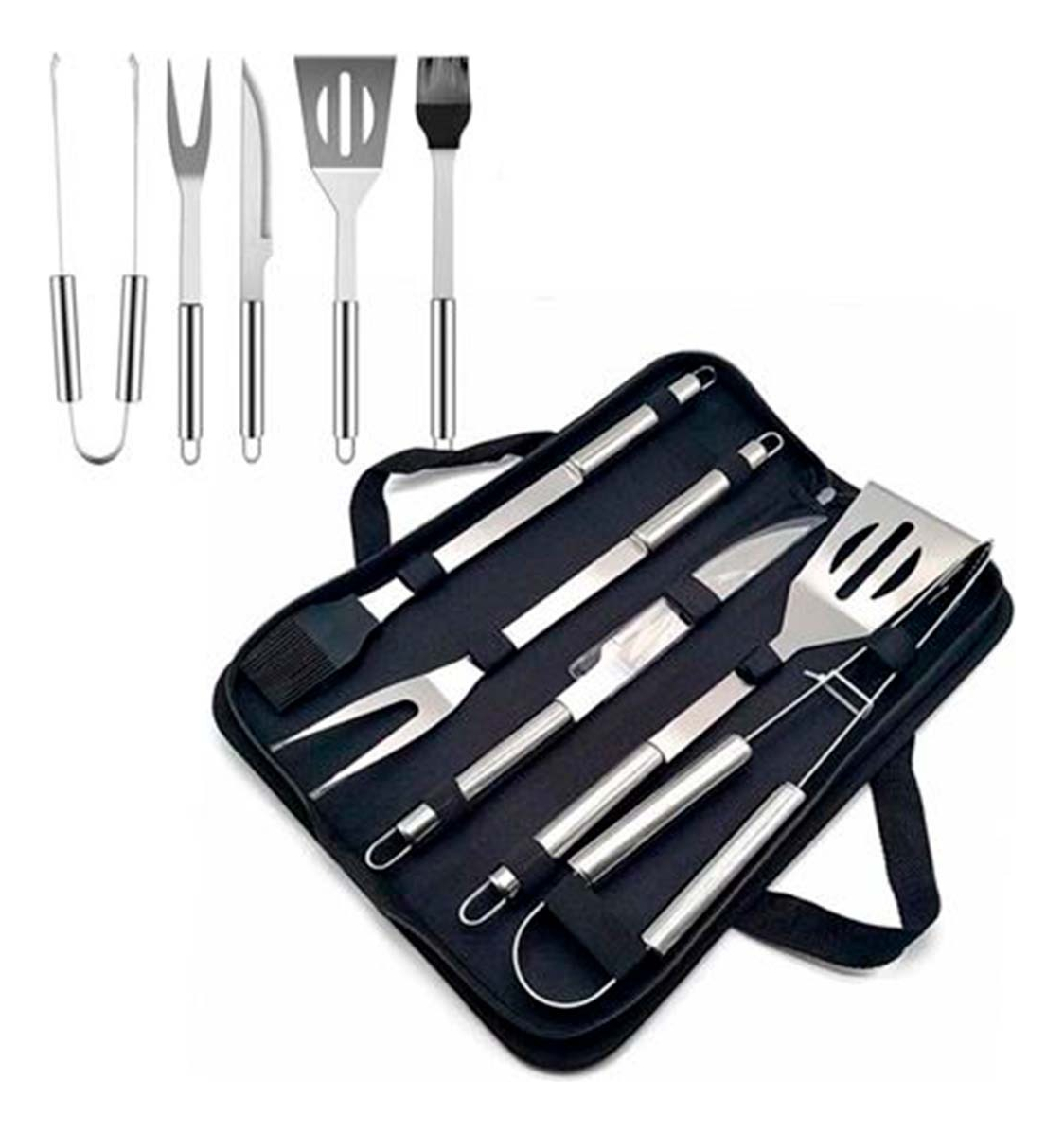 Set Asador 5 Piezas Metal Con Estuche Gran Aventura