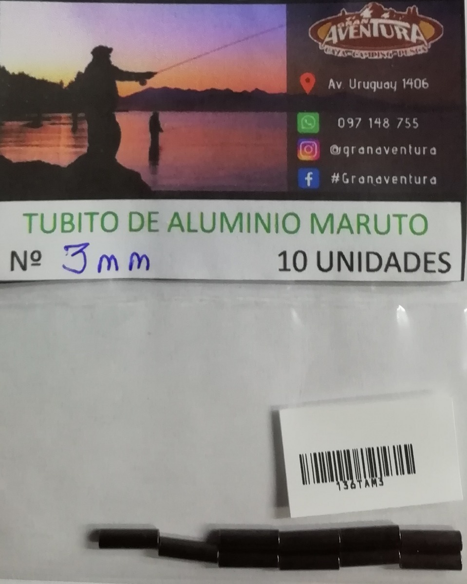 Tubitos De Aluminio Maruto 3,0 X 10 Uni. Pesca Costa Rio - Imagen 3
