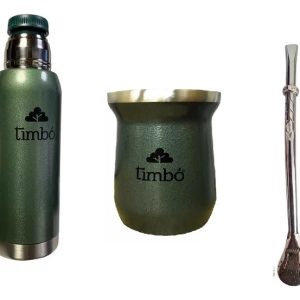 Combo Mate Termo Y Bombilla Timbo 1 Litro Acero Inox Termico