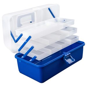 Caja Para Pesca Señuelos Reeles De 3 Bandejas Retractiles