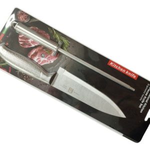 Cuchillo Con Chaira Mango De Metal Elaborate