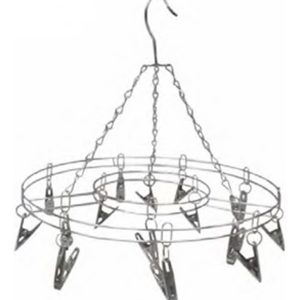 Tender En Acero Con 15 Pinzas O Broches Metálicos