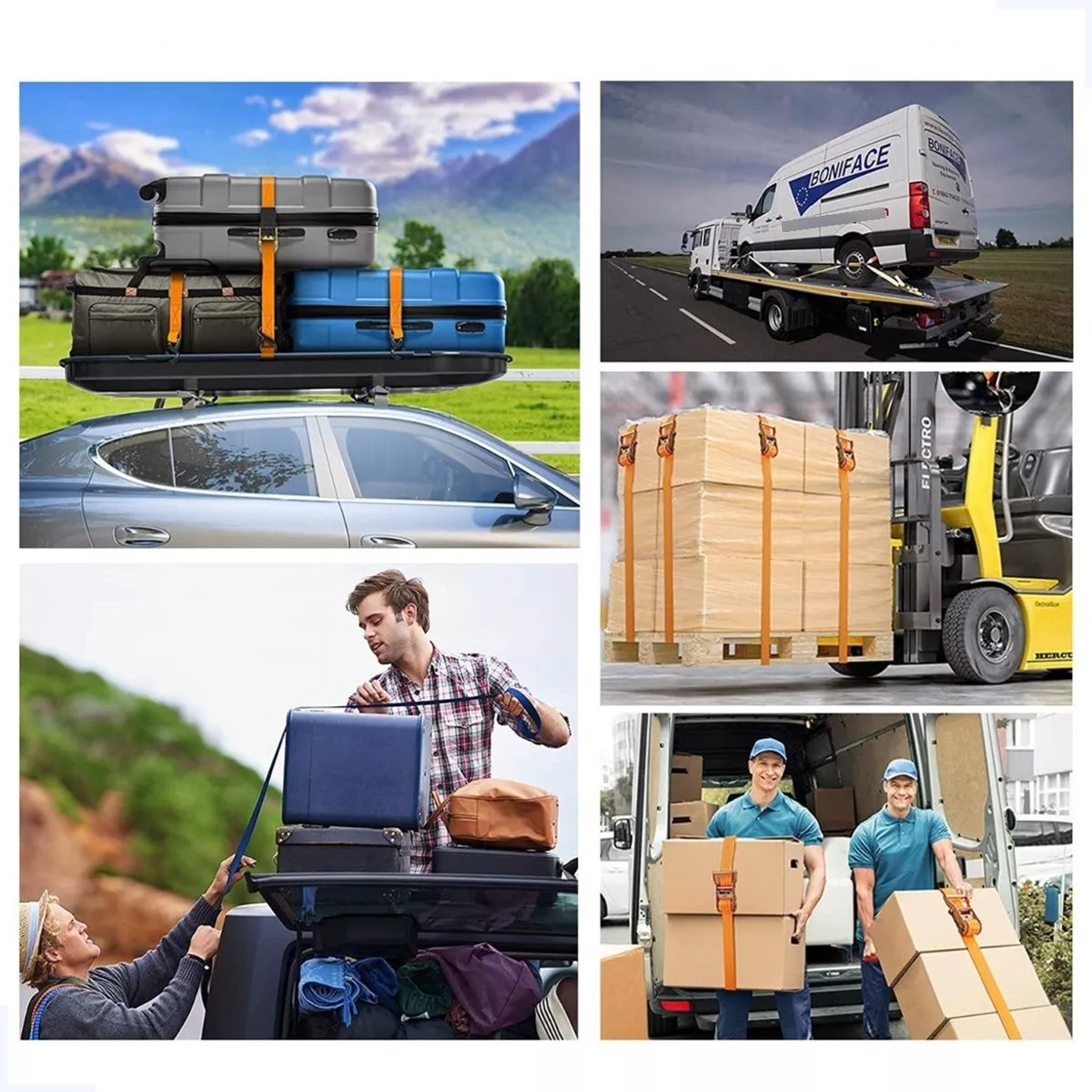 4 Cintas Catraca Para Carga Sujecion Malacate Reforzada 5 M - Imagen 4