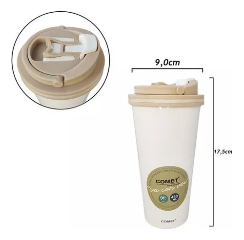 Jarra Termica Hermetica Comet 450ml Acero Inox Cafe - Imagen 4