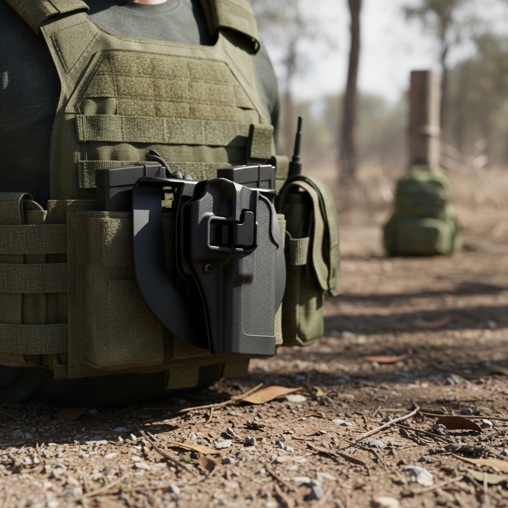 Canana Exterior Glock 17 19 23 34 35 Polimero Negro Rigido - Imagen 9