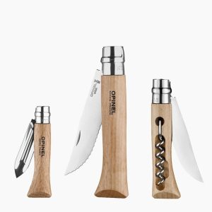 Kit De Cocina Opinel Nomade 3 Navajas, Tabla Y Paño