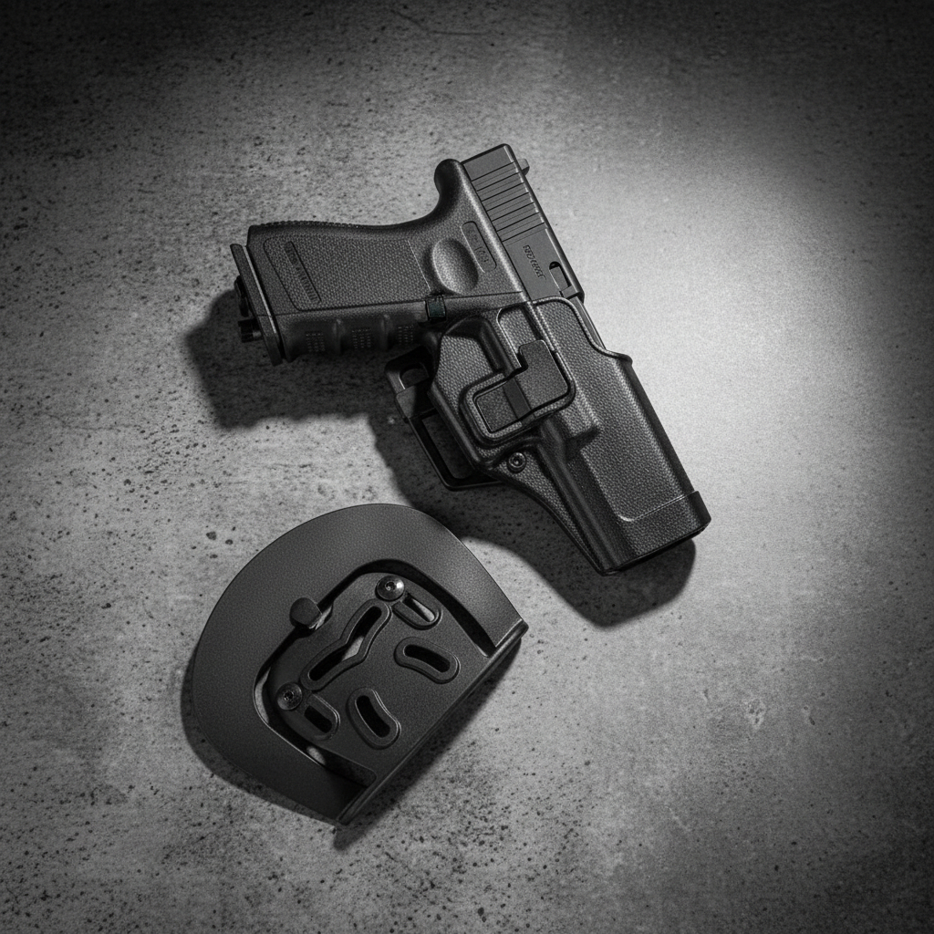 Canana Exterior Glock 17 19 23 34 35 Polimero Negro Rigido - Imagen 3