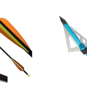 2 Flechas Fibra De Vidrio Con Punta De Caza Tiro Incluidas