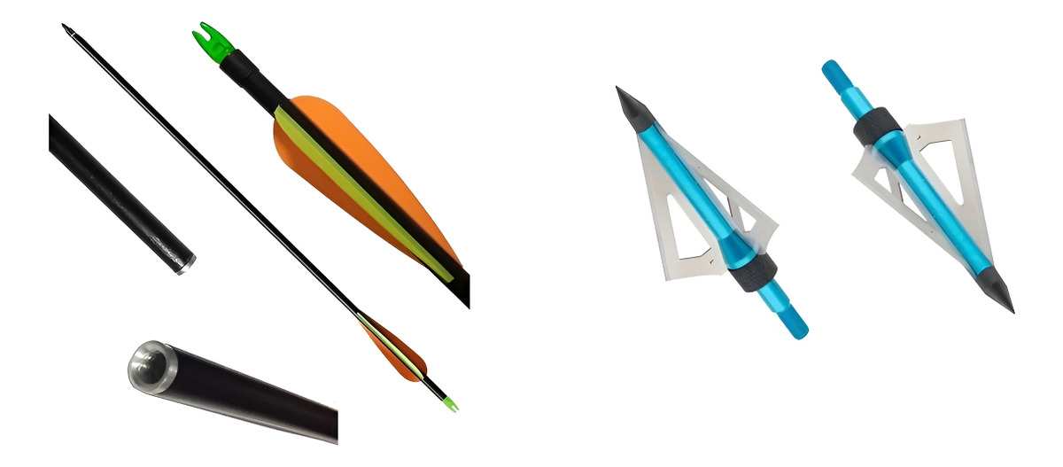 2 Flechas Fibra De Vidrio Con Punta De Caza Tiro Incluidas - Imagen 2