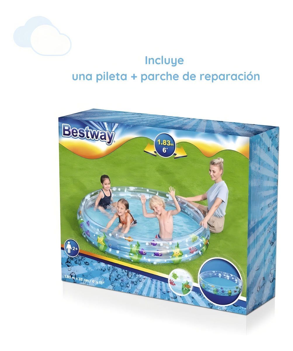 Pileta Inflable Redonda Bestway Deep Dive 51005 Anillo De 1.83m X 33cm 480l Multicolor - Imagen 8