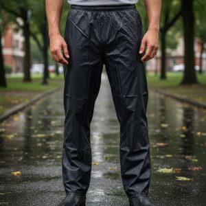 Pantalon De Lluvia En Nylon/pvc Impermeable Con Elastico