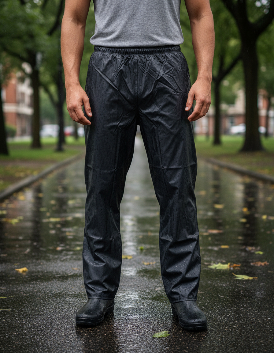 Pantalon De Lluvia En Nylon/pvc Impermeable Con Elastico - Imagen 2