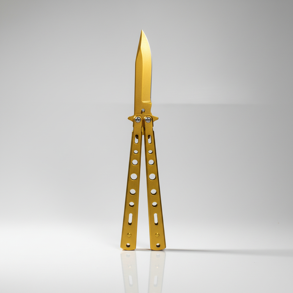 Navaja Plegable Mariposa En Metal Con Seguro Negra Filo - Imagen 2