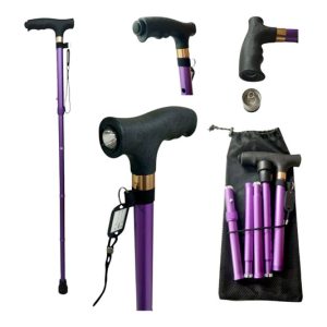 Bastón Plegable Regulable de Metal Con Luz